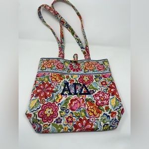 Vera Bradley Toggle tote in Hope Garden embroidered Alpha Gamma Delta